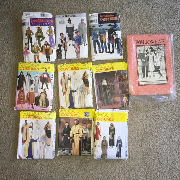 **Lot of 10** Sewing Patterns Mens Womens Halloween Costume Cosplay ALL CUT - Picture 1 of 2
